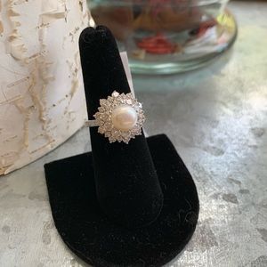 Cultured Fresh Water Pearl + Swarovski Ring
